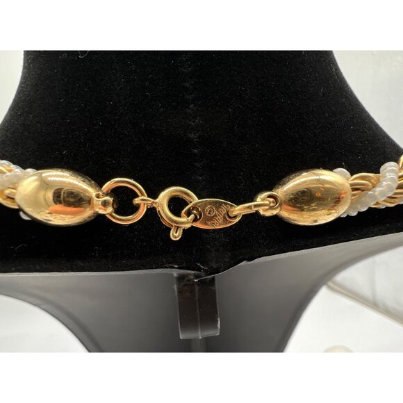 Trifari Gold-Tone & Faux Pearl Rope Necklace & Clip-On Earrings Set - Picture 3 of 6